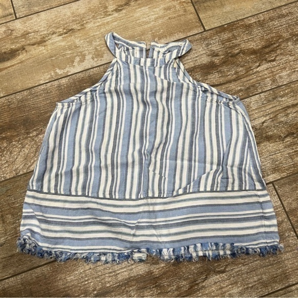 Cloth & Stone | Blue Striped Fringe Tank Top
